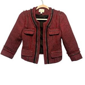 Hinge red and black wool tweed blazer size Xs